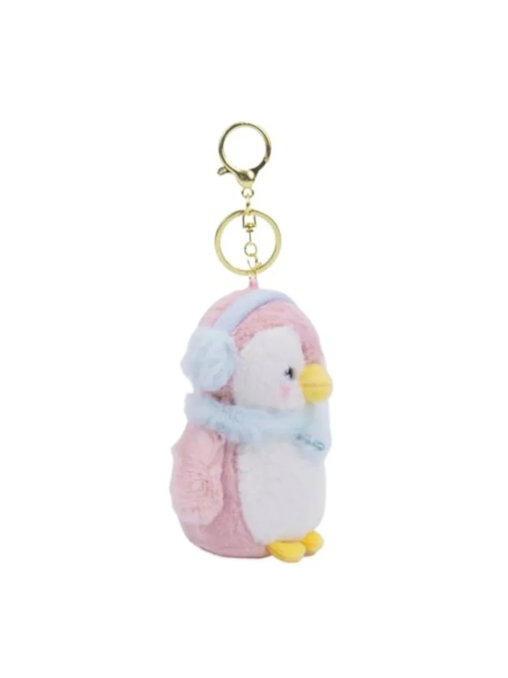Cute Penguin Keychain Soft Fabric Animal Bag Charm with Metal Keyring
